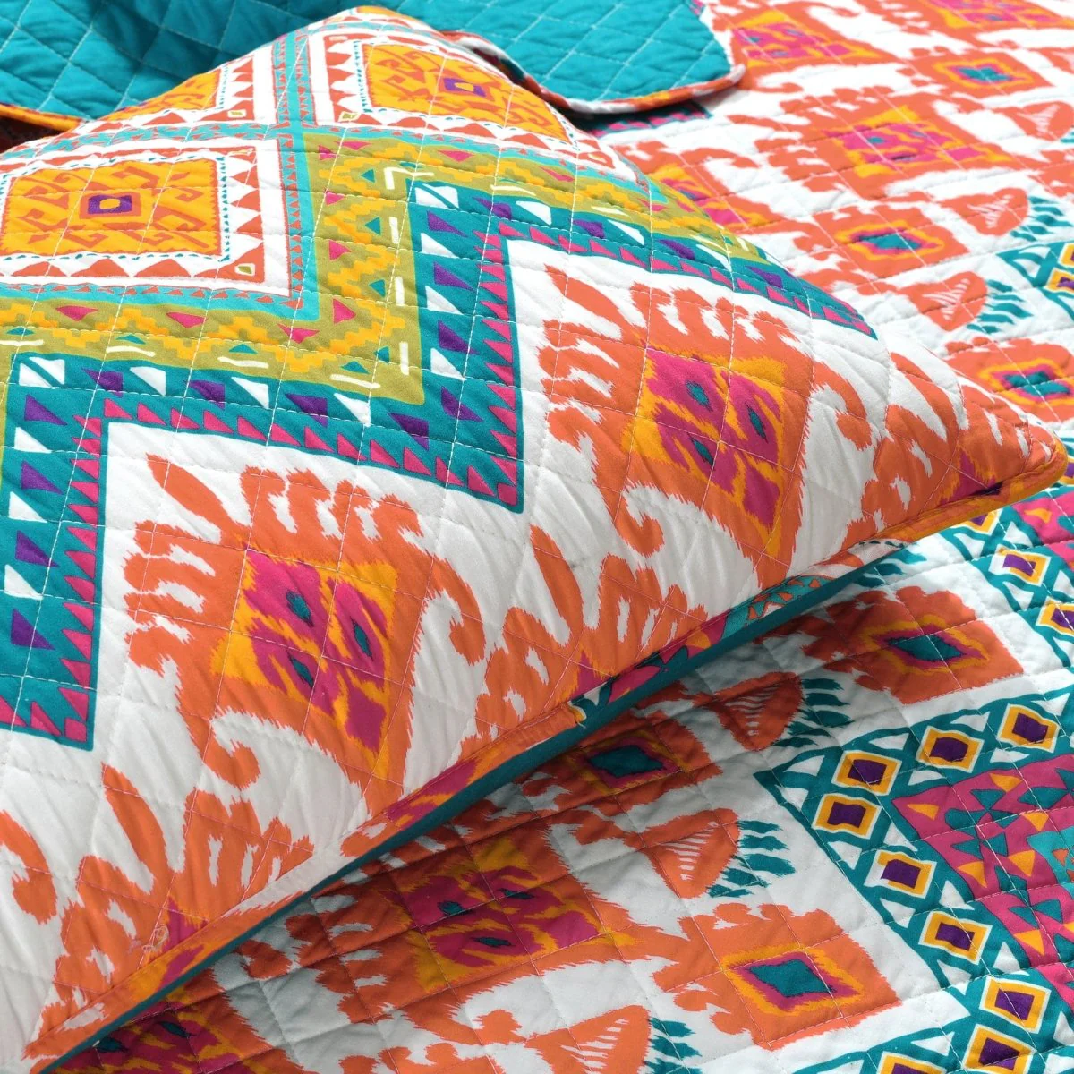 Boho Chevron Reversible Cotton Quilt 3 Piece Set - Image 6