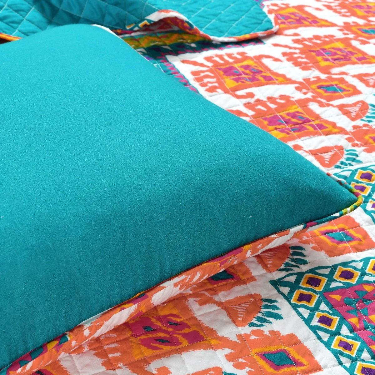 Boho Chevron Reversible Cotton Quilt 3 Piece Set - Image 7