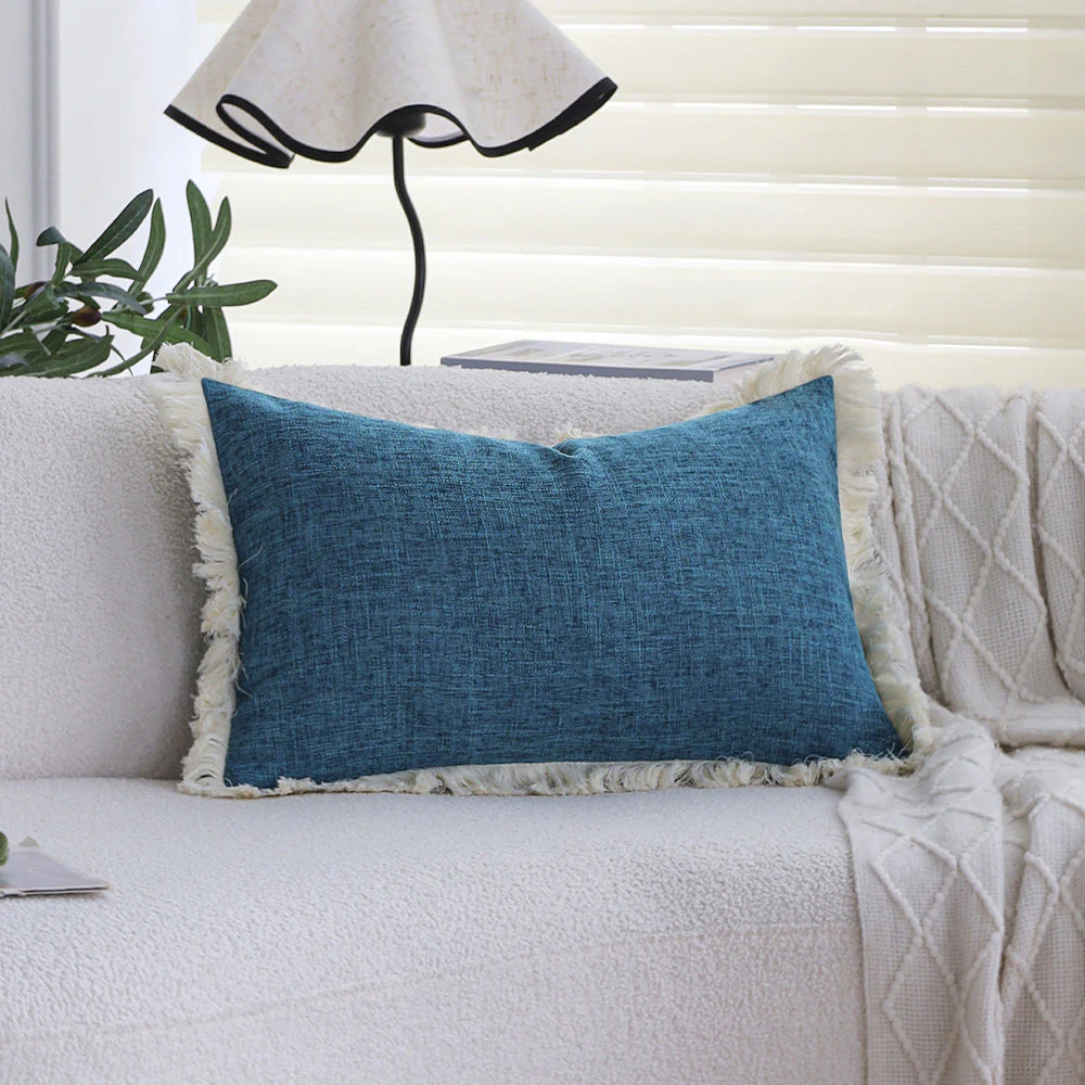 boho-chic style lumbar throw pillow covers and inserts Pack of 1 of 12"x20" and 1 of 18"x18" - Image 3