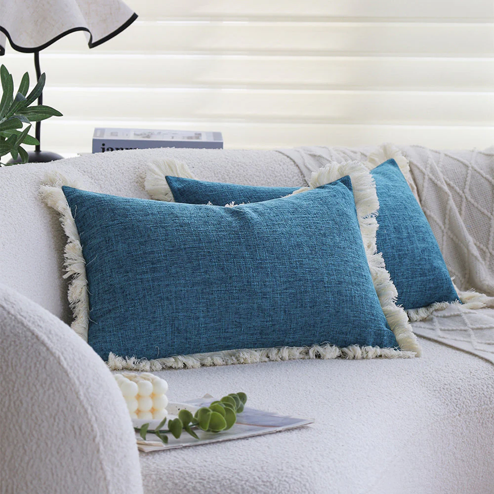 boho-chic style lumbar throw pillow covers and inserts Pack of 1 of 12"x20" and 1 of 18"x18" - Image 7