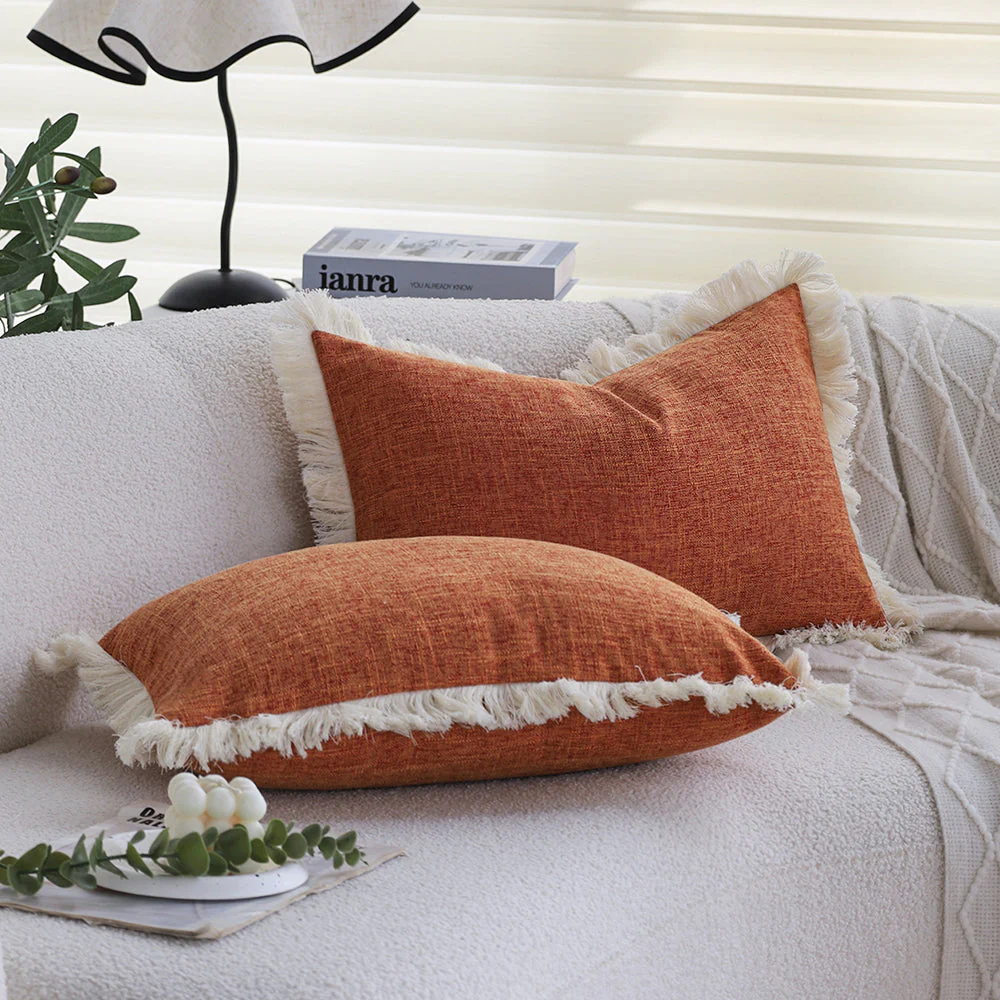 boho-chic style lumbar throw pillow covers Pack of 1 of 12"x20" and 1 of 18"x18" - Image 11