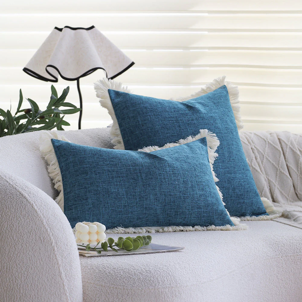 boho-chic style lumbar throw pillow covers Pack of 1 of 12"x20" and 1 of 18"x18" - Image 5