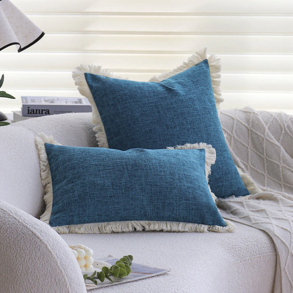 boho-chic style lumbar throw pillow covers Pack of 1 of 12"x20" and 1 of 18"x18" - Image 6