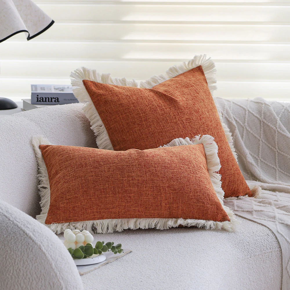 boho-chic style lumbar throw pillow covers Pack of 1 of 12"x20" and 1 of 18"x18" - Image 9