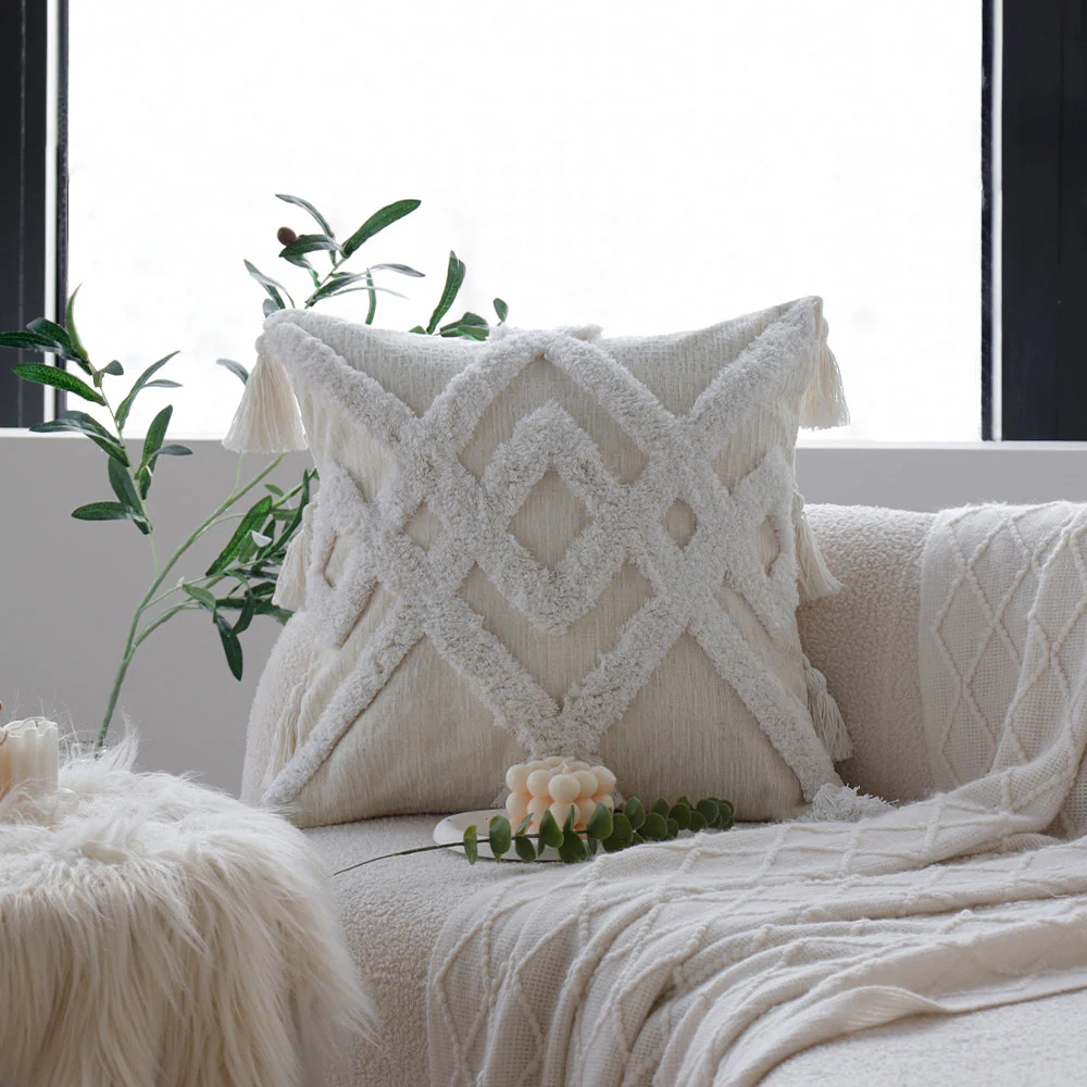 boho-chic style throw pillow coverwith450g insert  Pack of 1 size 18"x18" - Image 7