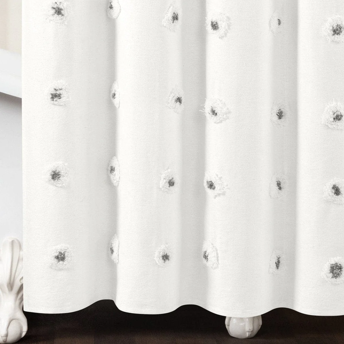 Boho Circle Tufted Yarn Dyed Recycled Cotton Blend Shower Curtain - Image 10