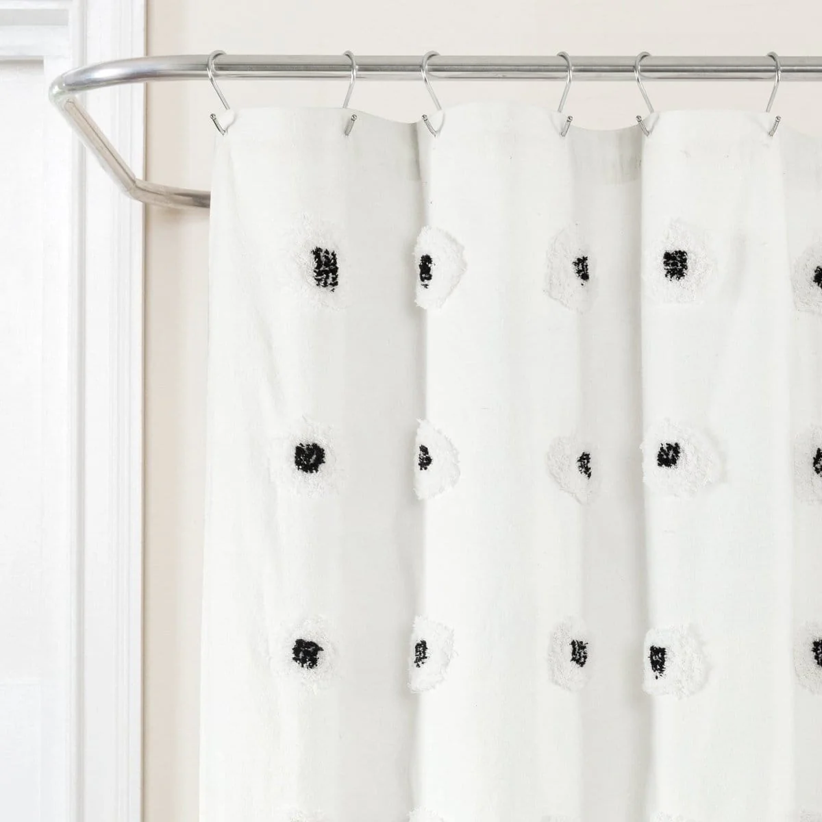Boho Circle Tufted Yarn Dyed Recycled Cotton Blend Shower Curtain - Image 3