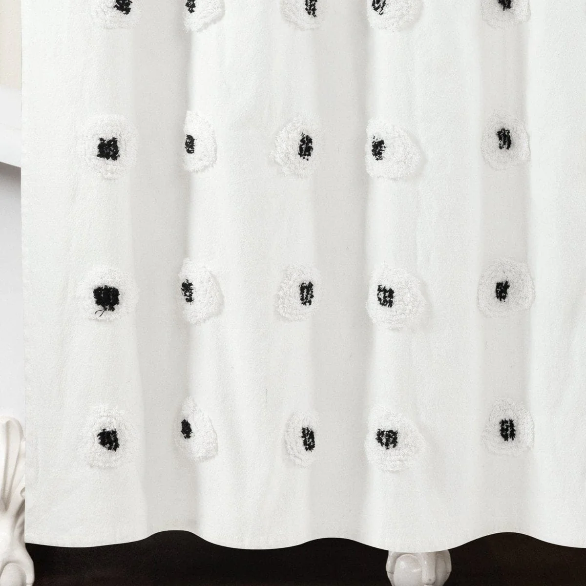 Boho Circle Tufted Yarn Dyed Recycled Cotton Blend Shower Curtain - Image 5