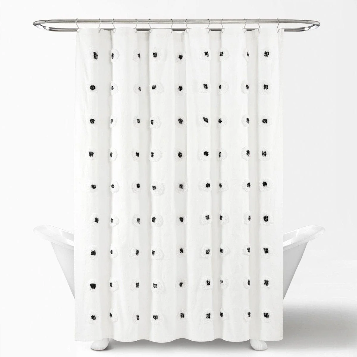 Boho Circle Tufted Yarn Dyed Recycled Cotton Blend Shower Curtain - Image 6