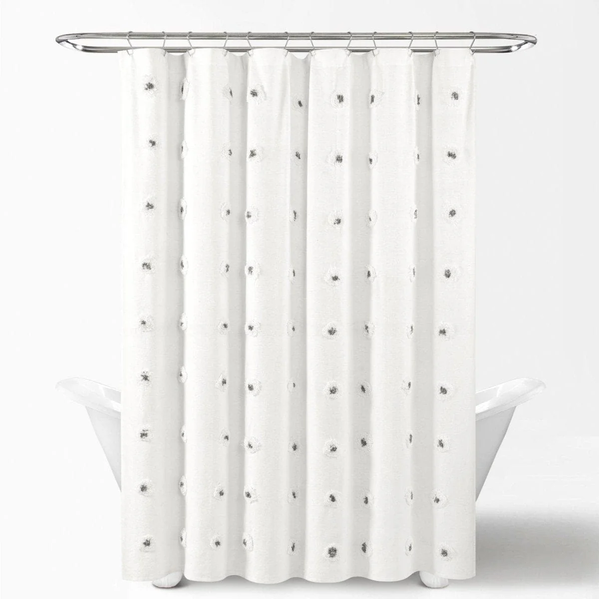 Boho Circle Tufted Yarn Dyed Recycled Cotton Blend Shower Curtain - Image 7