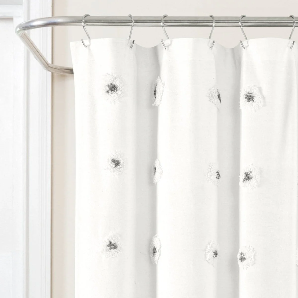 Boho Circle Tufted Yarn Dyed Recycled Cotton Blend Shower Curtain - Image 8