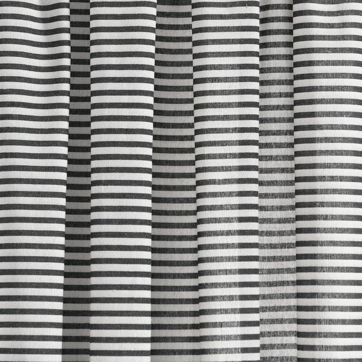 Boho Coastal Horizontal Ticking Stripe Tassel Window Curtain Panel Set - Image 10