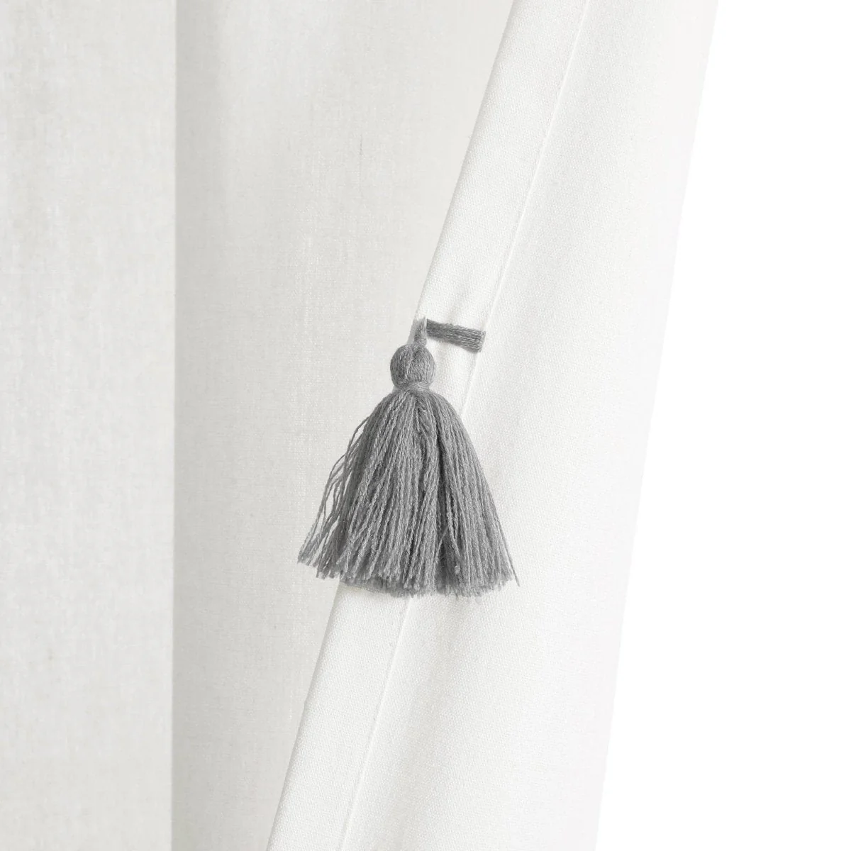 Boho Faux Linen Texture Tassel Window Curtain Panel - Image 21