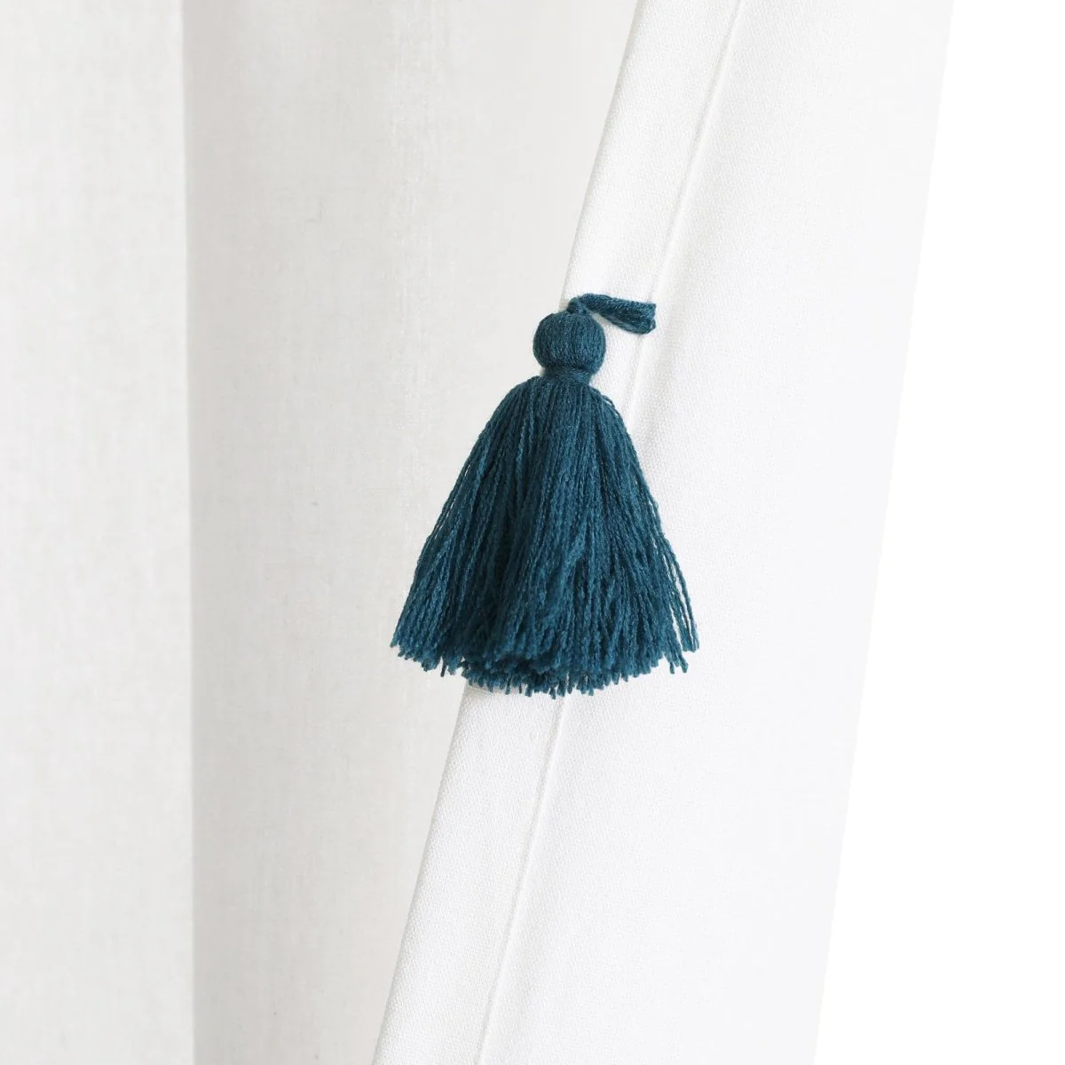 Boho Faux Linen Texture Tassel Window Curtain Panel - Image 25