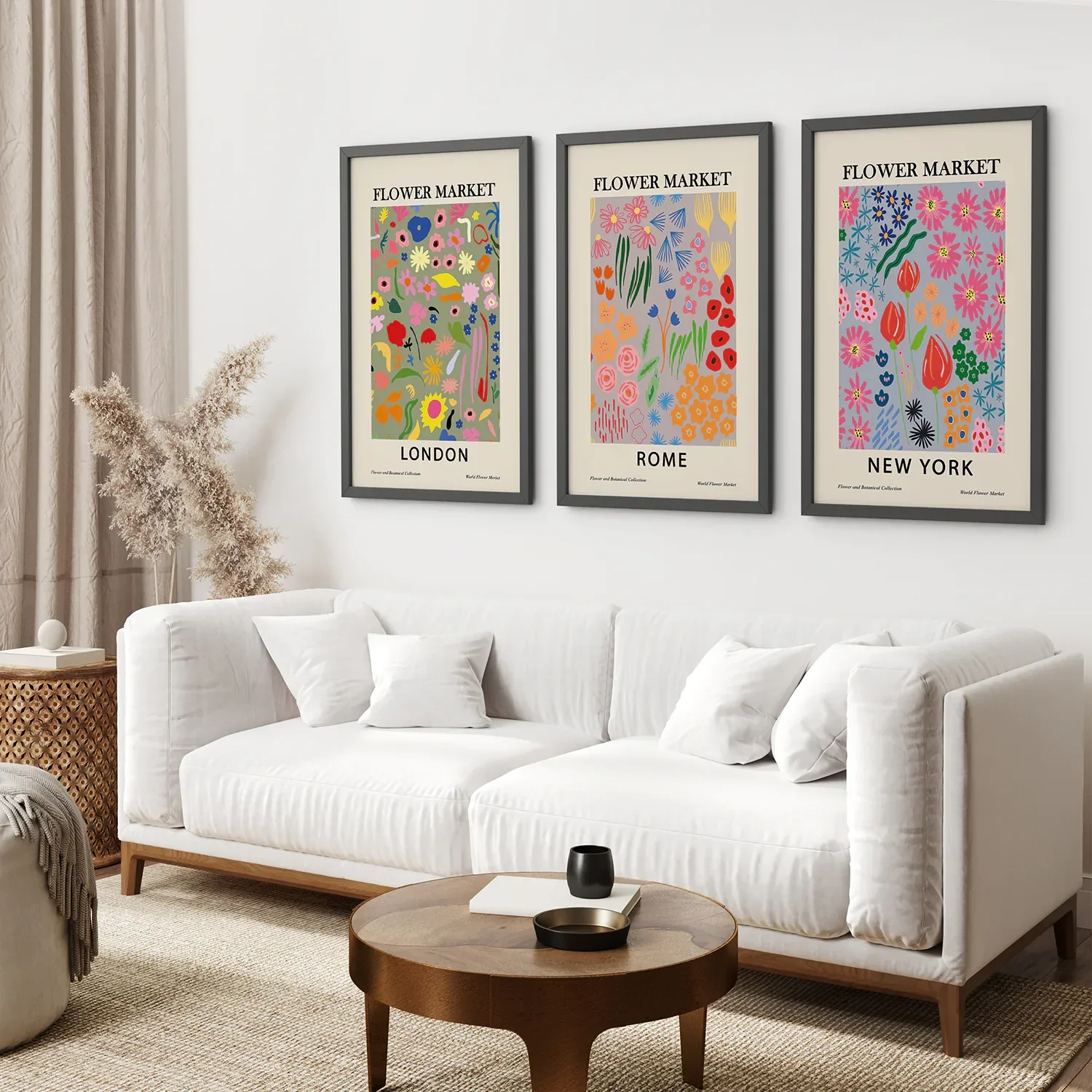 Boho Flower Market Set of 3 Posters. New York, London, Rome - Image 5