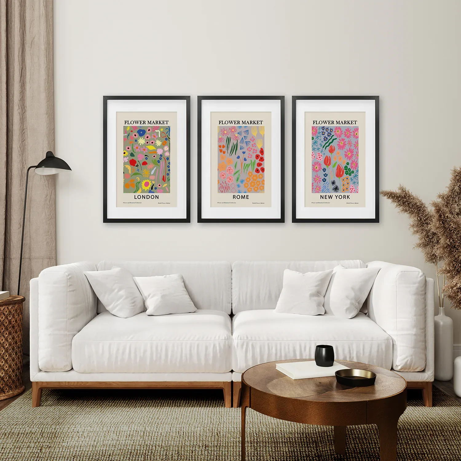 Boho Flower Market Set of 3 Posters. New York, London, Rome - Image 6