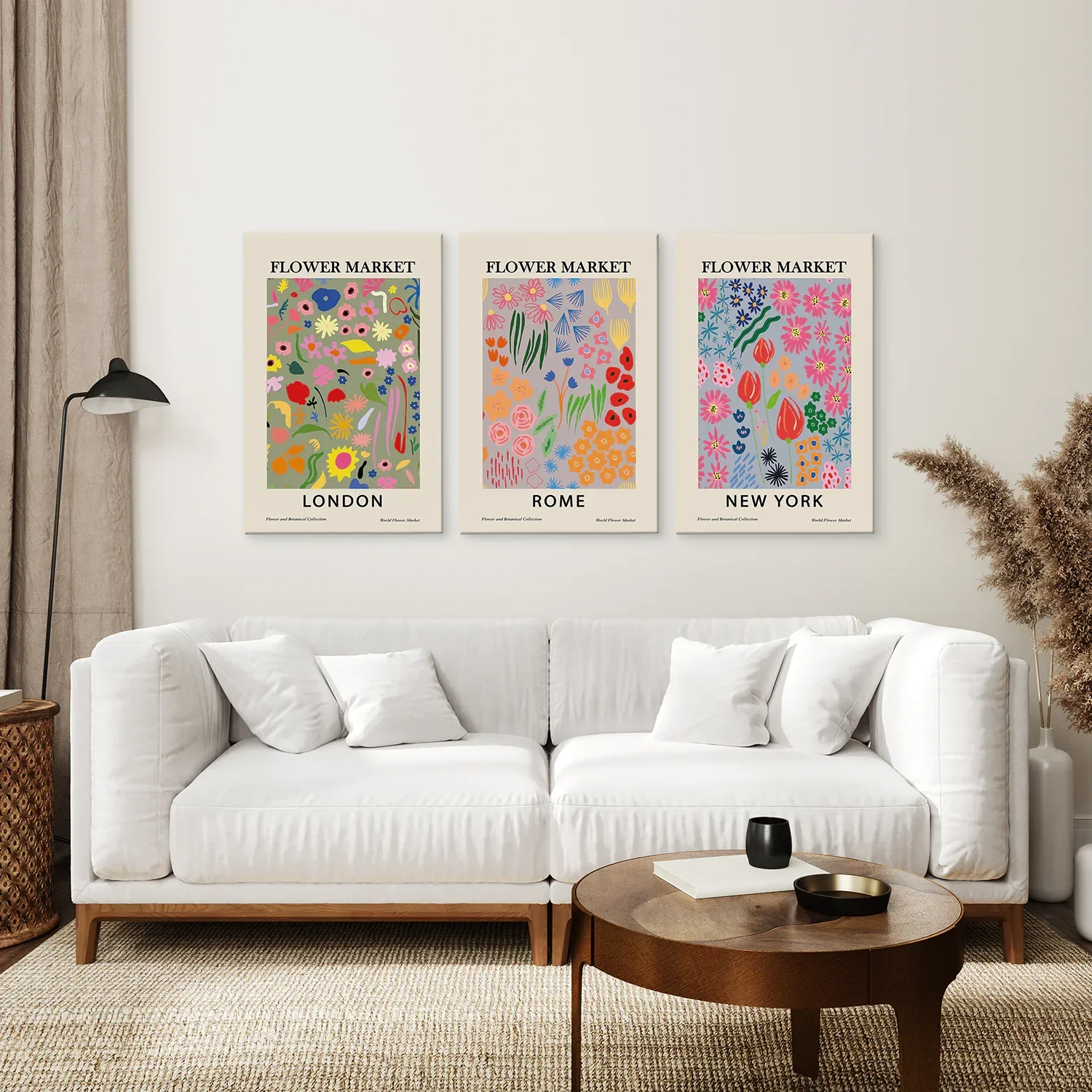 Boho Flower Market Set of 3 Posters. New York, London, Rome - Image 7