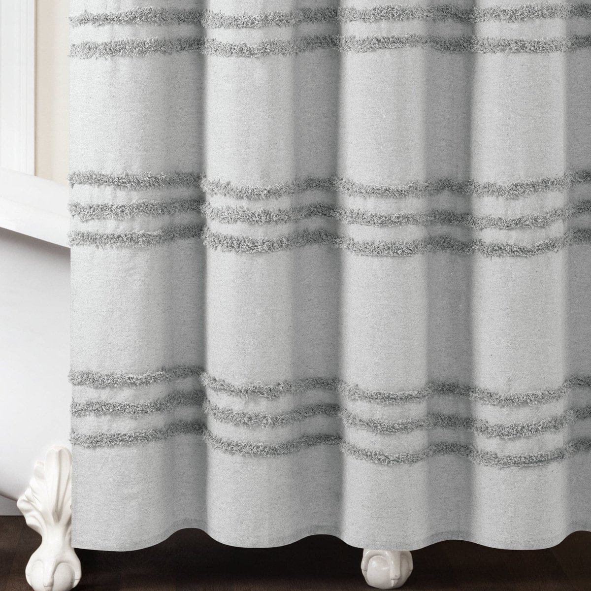 Boho Kendra Tufted Yarn Dyed Recycled Cotton Blend Shower Curtain - Image 10
