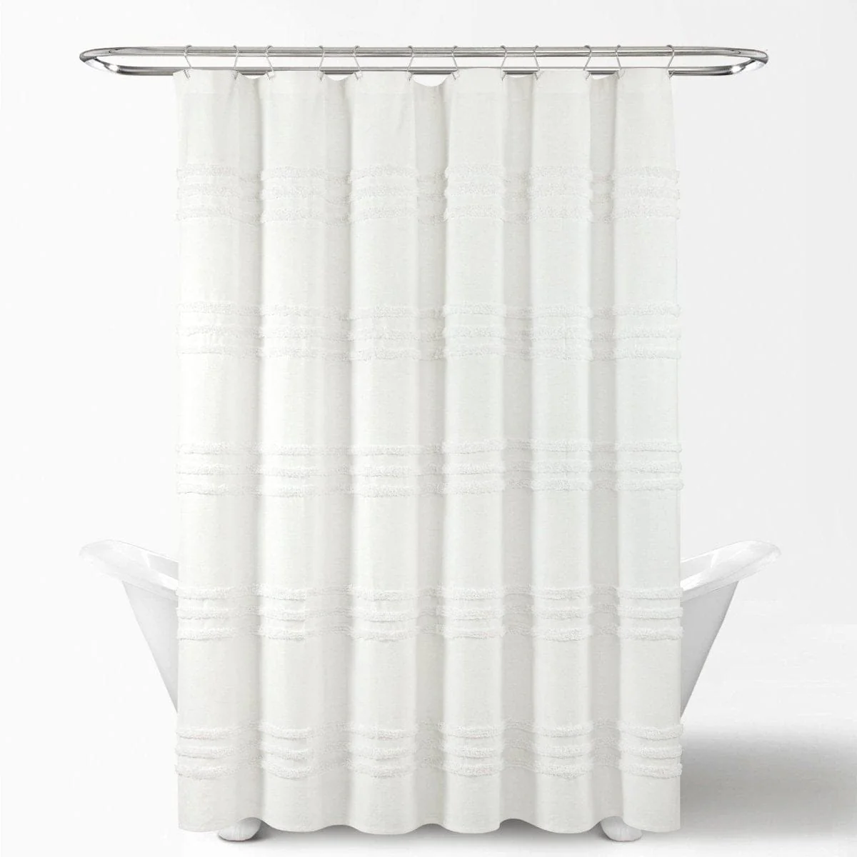 Boho Kendra Tufted Yarn Dyed Recycled Cotton Blend Shower Curtain - Image 3