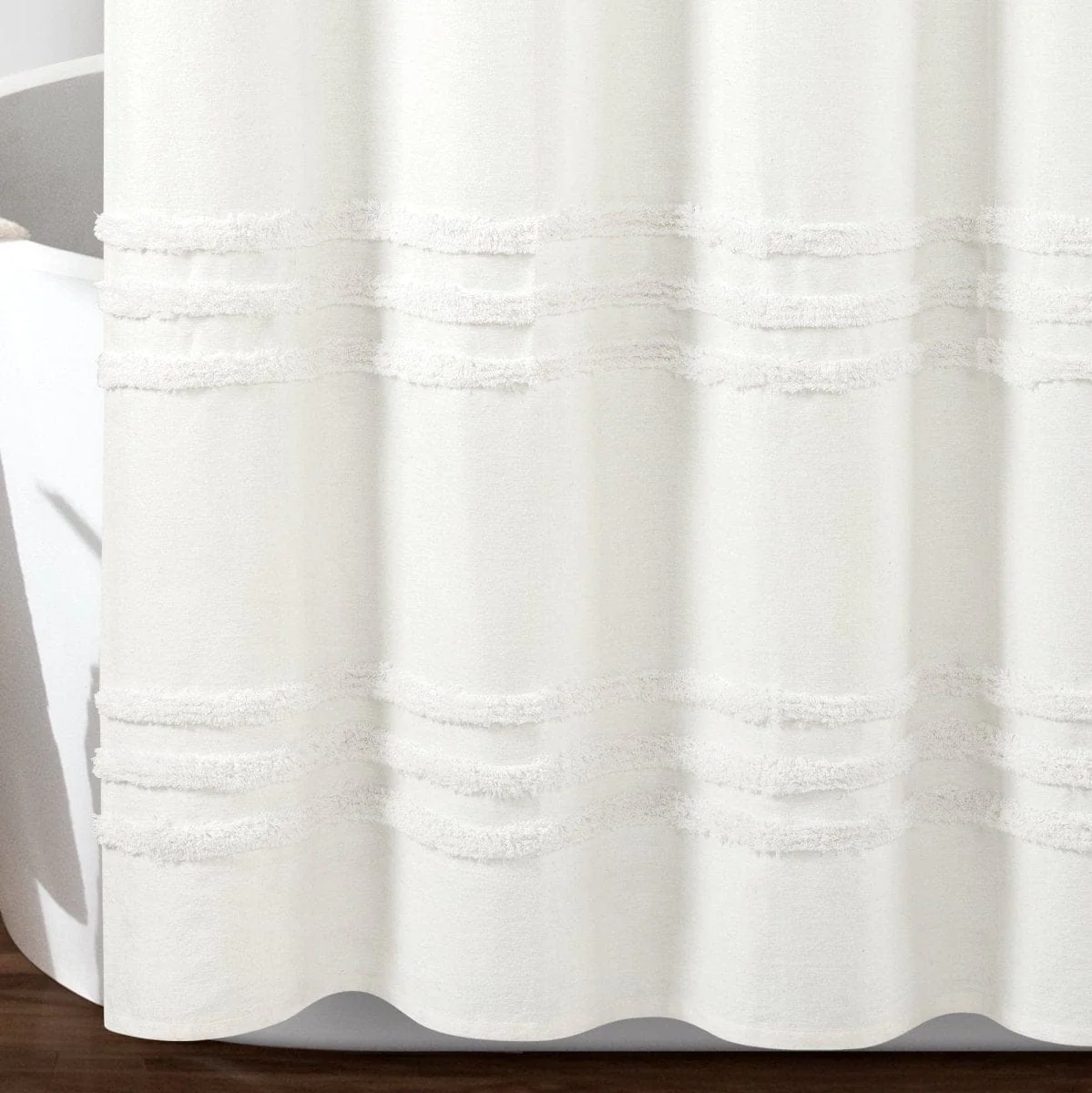 Boho Kendra Tufted Yarn Dyed Recycled Cotton Blend Shower Curtain - Image 5