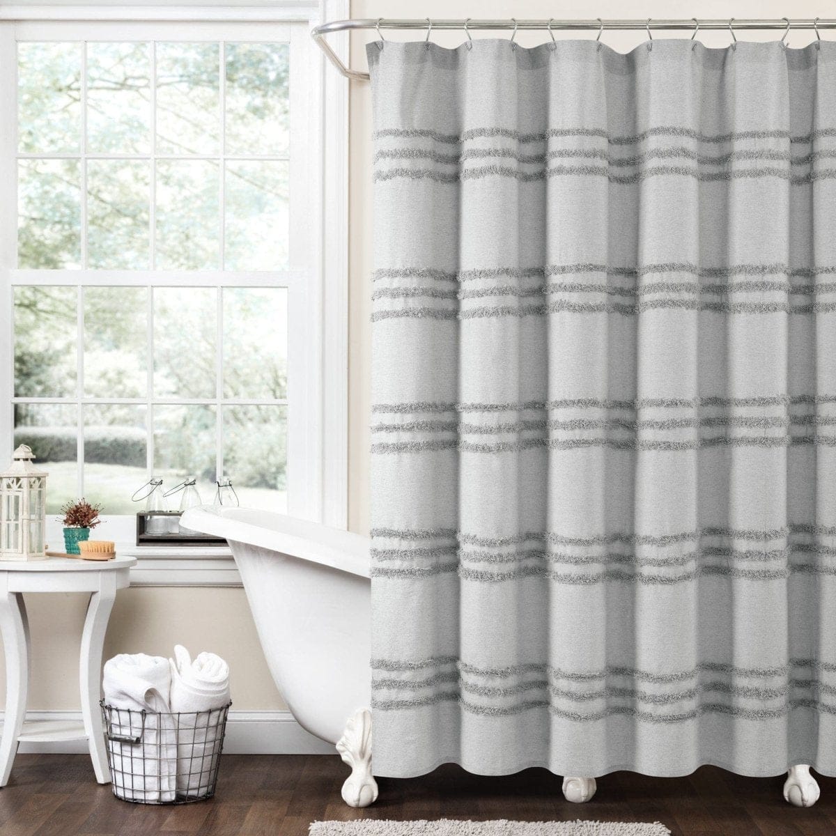 Boho Kendra Tufted Yarn Dyed Recycled Cotton Blend Shower Curtain - Image 6
