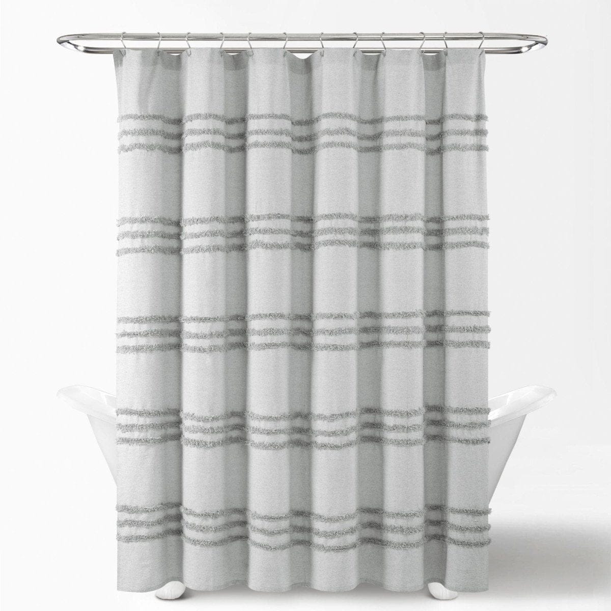 Boho Kendra Tufted Yarn Dyed Recycled Cotton Blend Shower Curtain - Image 7