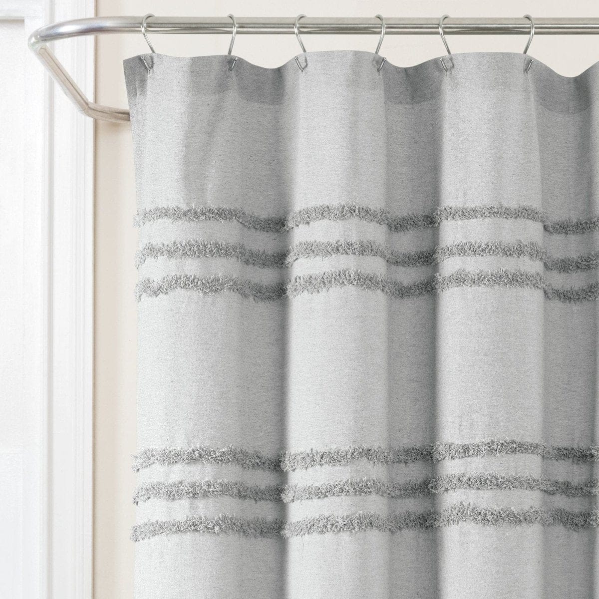 Boho Kendra Tufted Yarn Dyed Recycled Cotton Blend Shower Curtain - Image 8