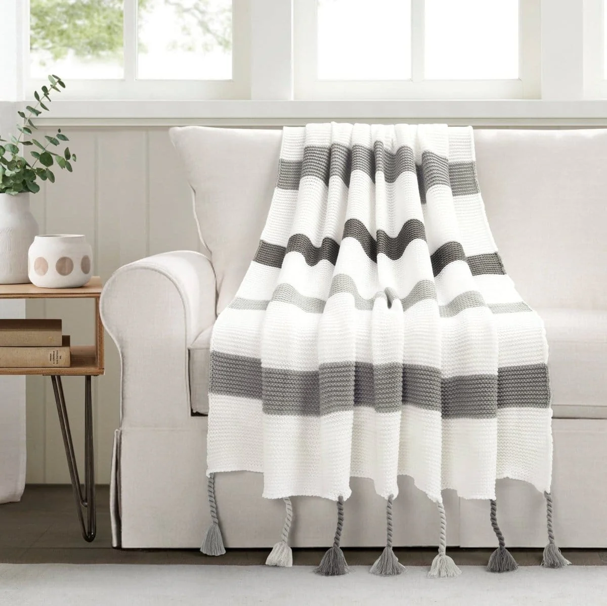 Boho Knitted Braided Tassel Throw - Image 2
