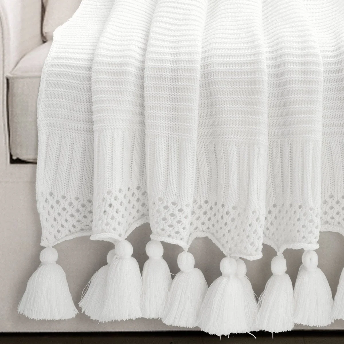 Boho Knitted Tassel Throw - Image 6