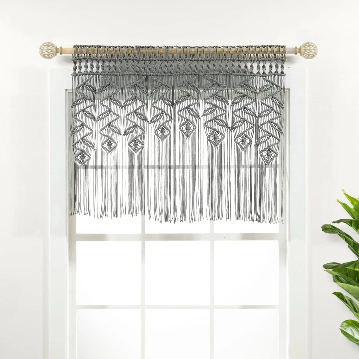 Boho Macrame Leaf Cotton Valance - Image 2