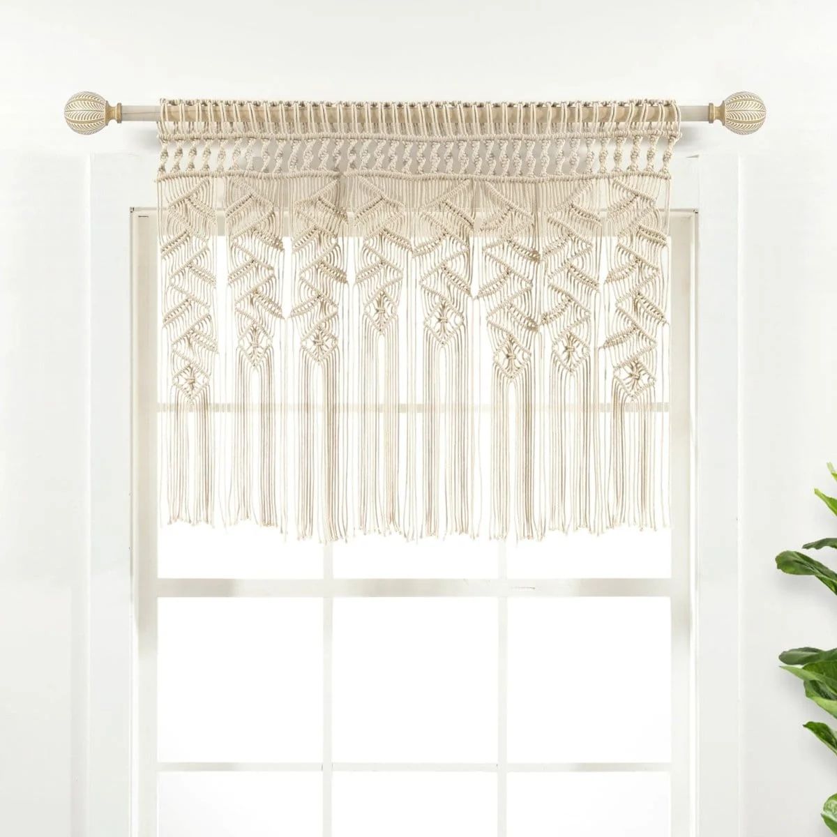 Boho Macrame Leaf Cotton Valance - Image 3