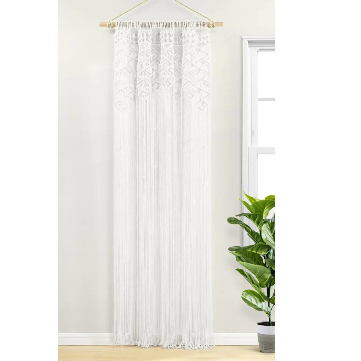 Boho Macrame Leaf Cotton Window Curtain - Image 10