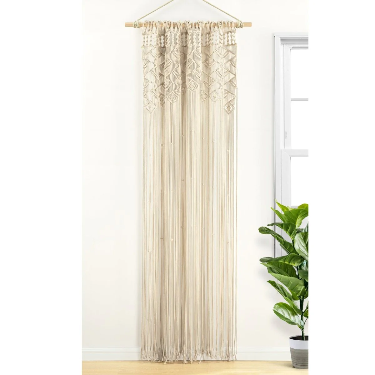 Boho Macrame Leaf Cotton Window Curtain - Image 16