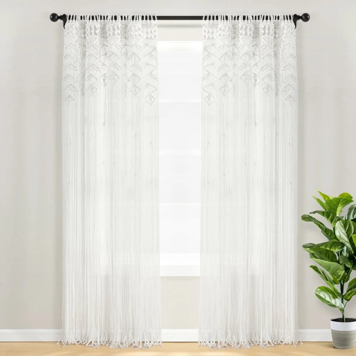 Boho Macrame Leaf Cotton Window Curtain - Image 9