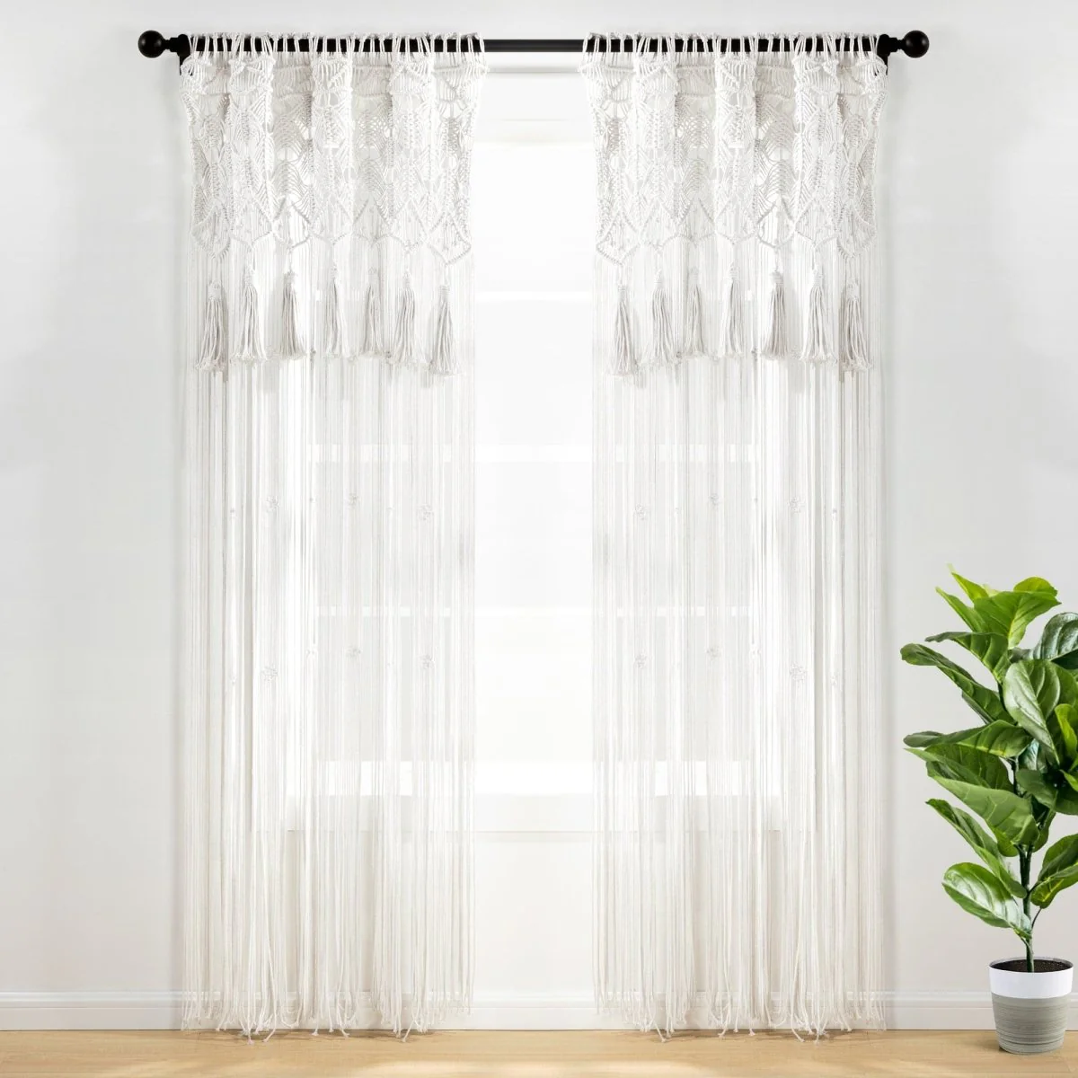 Boho Macrame Tassel Cotton Window Curtain - Image 15