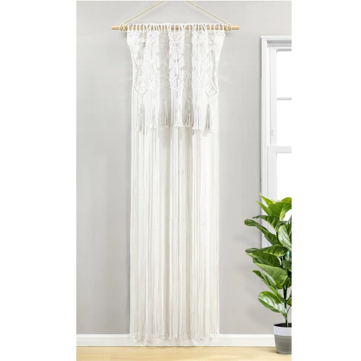 Boho Macrame Tassel Cotton Window Curtain - Image 16