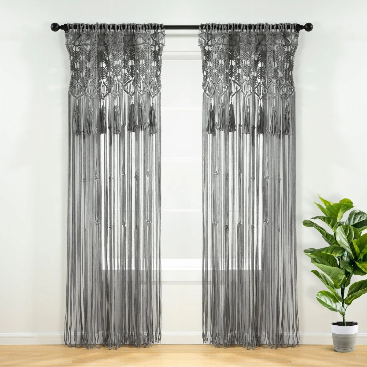 Boho Macrame Tassel Cotton Window Curtain - Image 2