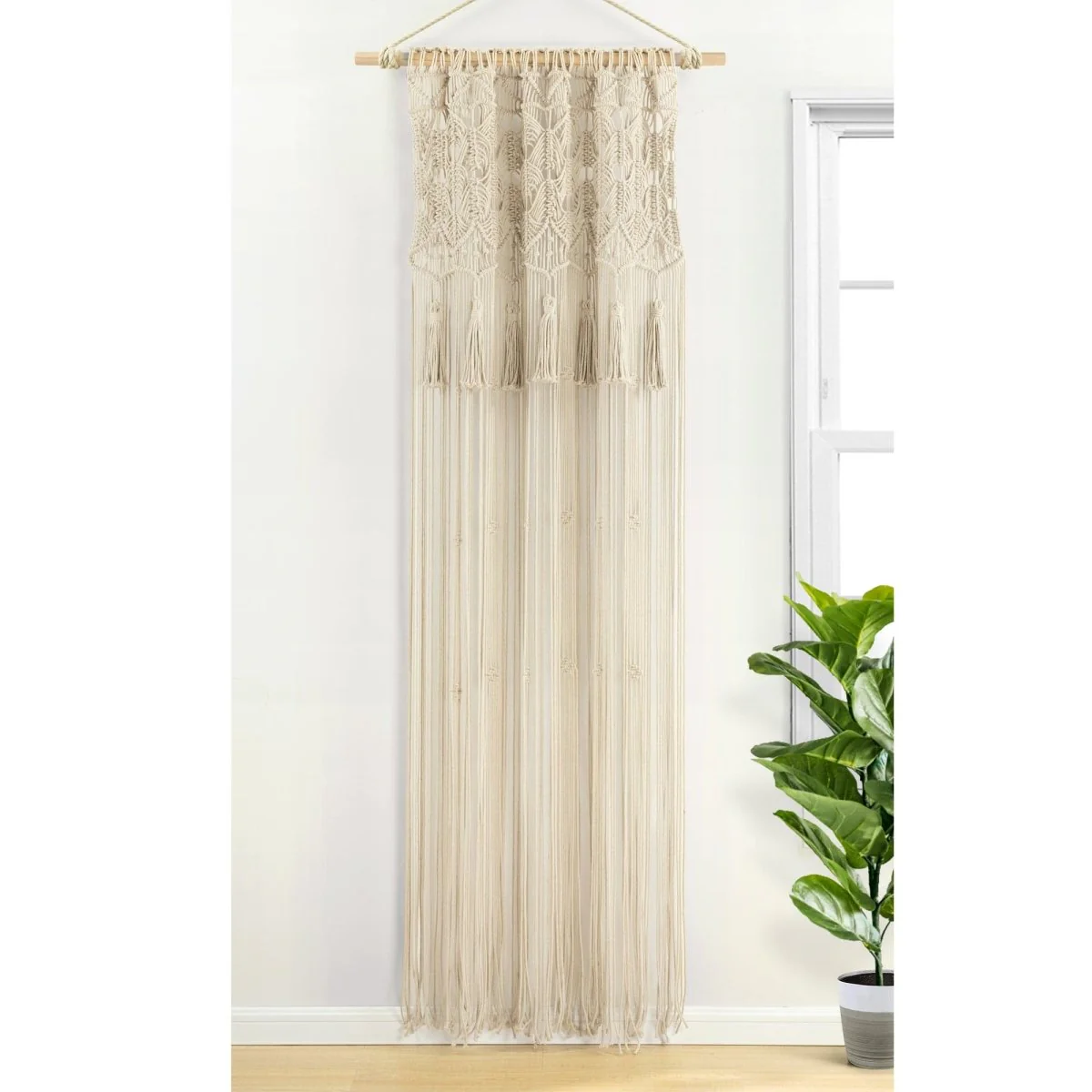 Boho Macrame Tassel Cotton Window Curtain - Image 3