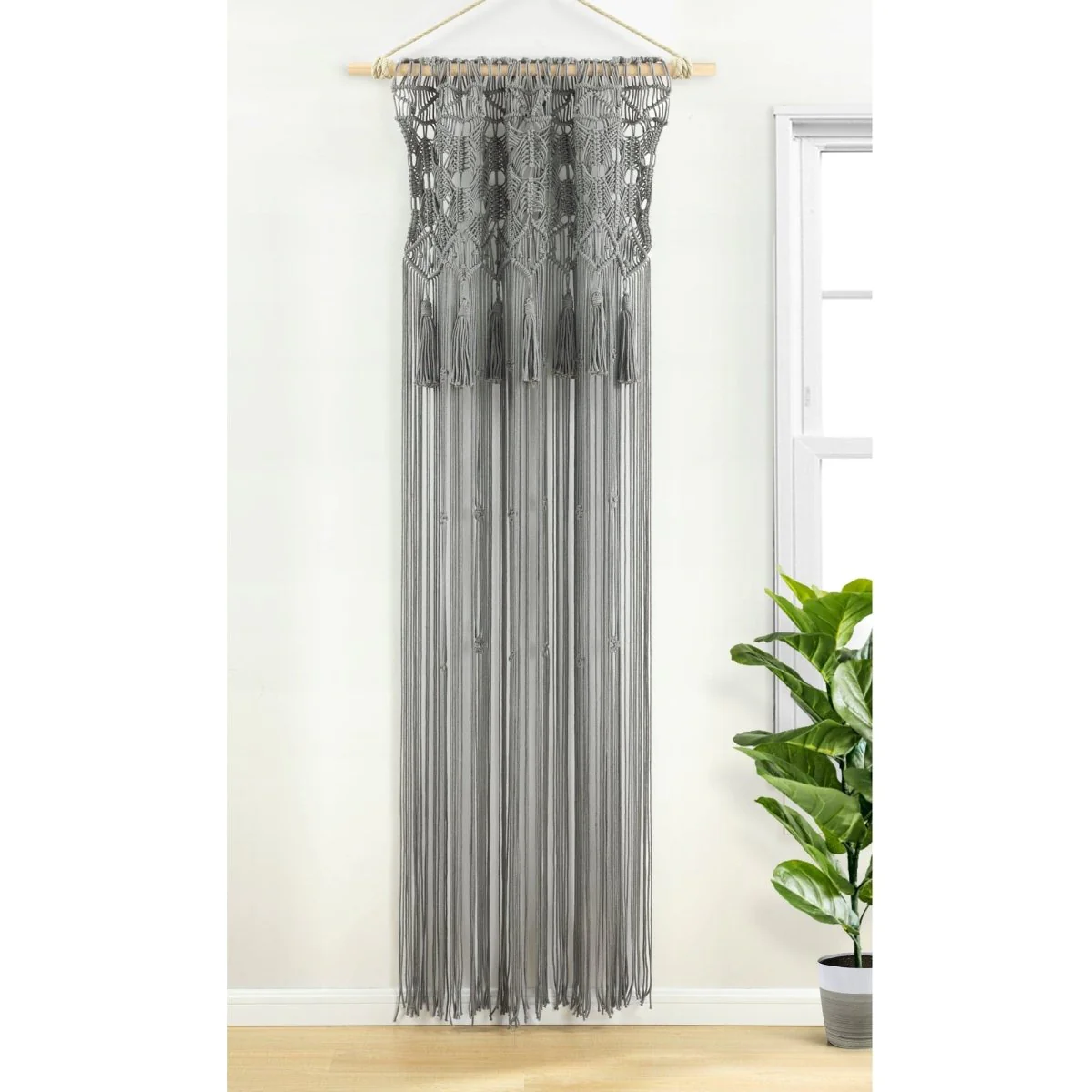Boho Macrame Tassel Cotton Window Curtain - Image 9