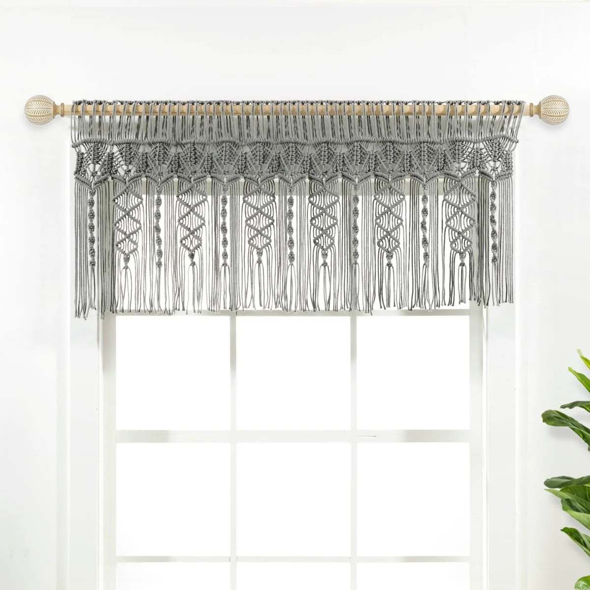 Boho Macrame Textured Cotton Valance - Image 3