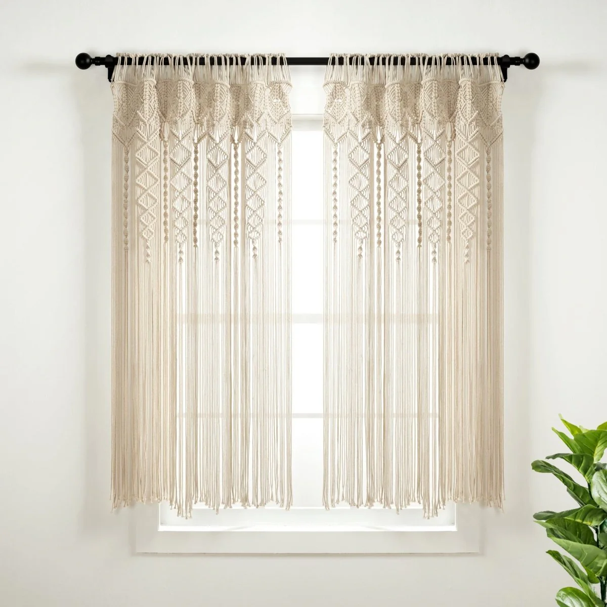 Boho Macrame Textured Cotton Window Curtain - Image 15