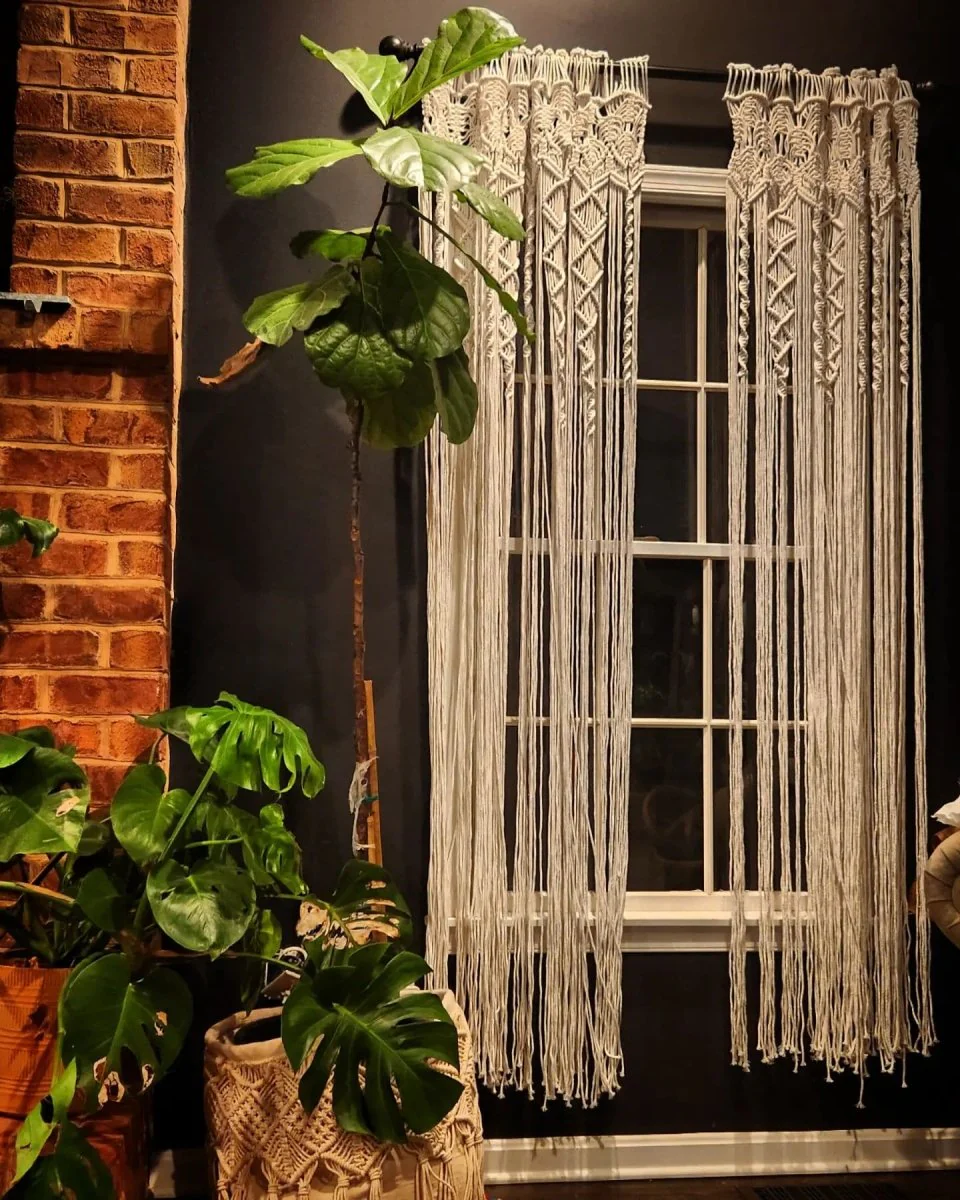 Boho Macrame Textured Cotton Window Curtain - Image 26