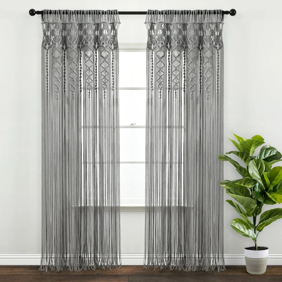 Boho Macrame Textured Cotton Window Curtain - Image 29