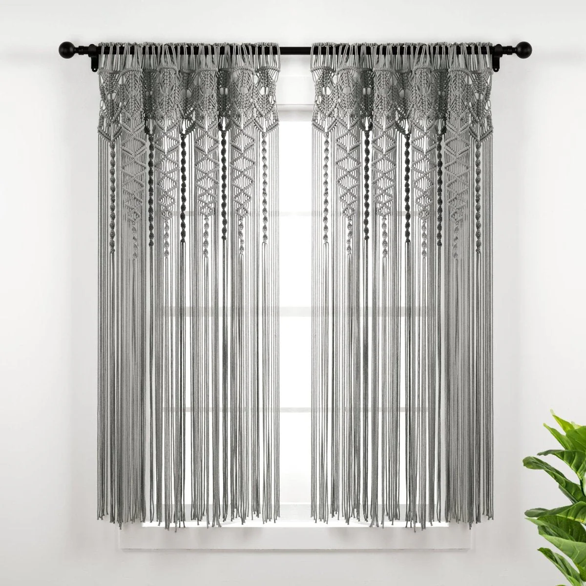 Boho Macrame Textured Cotton Window Curtain - Image 31
