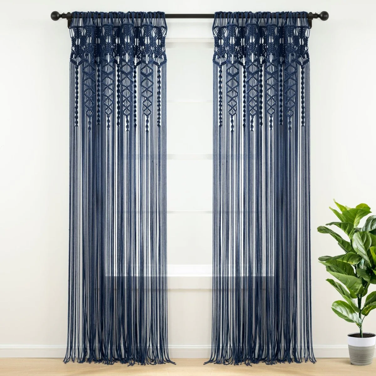 Boho Macrame Textured Cotton Window Curtain - Image 38