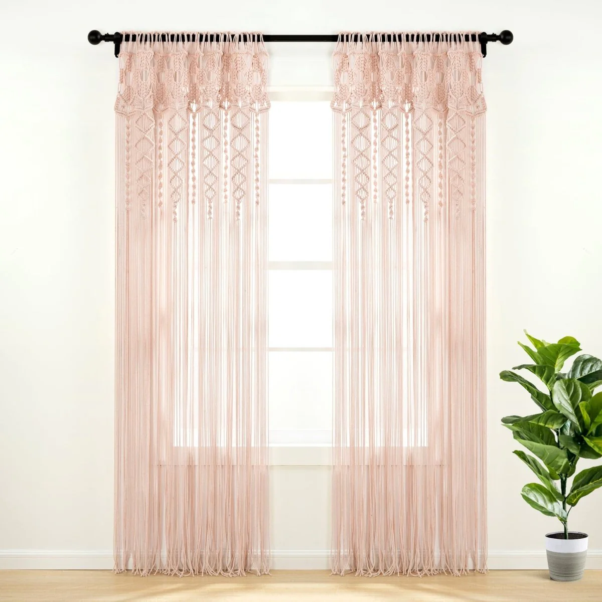 Boho Macrame Textured Cotton Window Curtain - Image 43