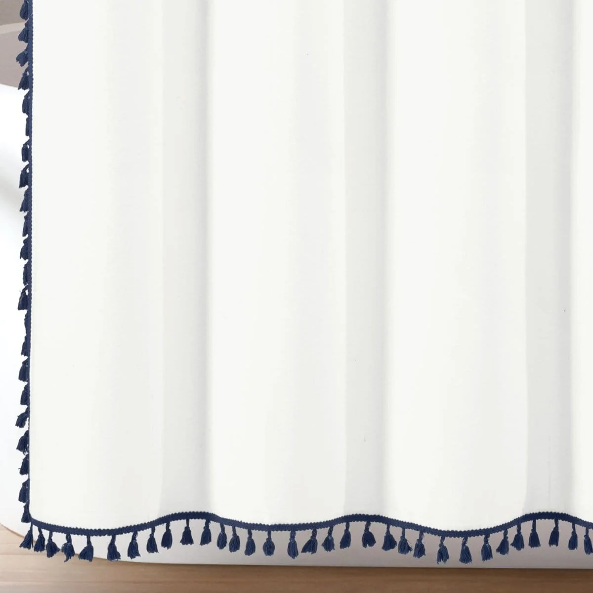 Boho Melora Tassel Yarn Dyed Recycled Cotton Blend Shower Curtain - Image 11