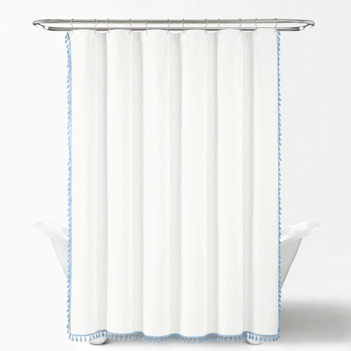 Boho Melora Tassel Yarn Dyed Recycled Cotton Blend Shower Curtain - Image 12