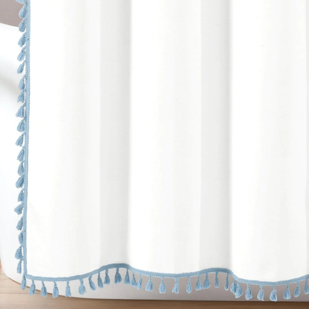 Boho Melora Tassel Yarn Dyed Recycled Cotton Blend Shower Curtain - Image 15