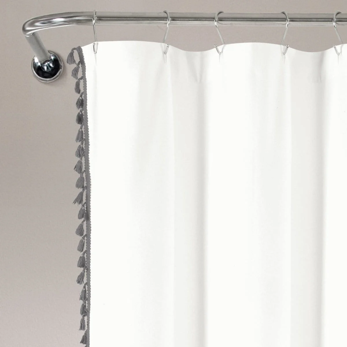 Boho Melora Tassel Yarn Dyed Recycled Cotton Blend Shower Curtain - Image 5